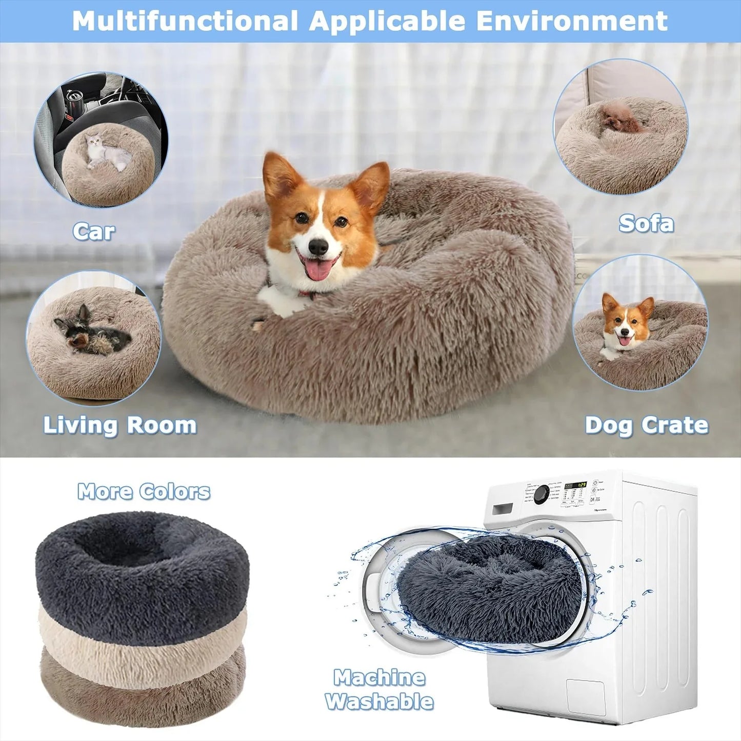 Round Dog Bed & Cat Bed – Plush, Washable, and Perfect for All Seasons