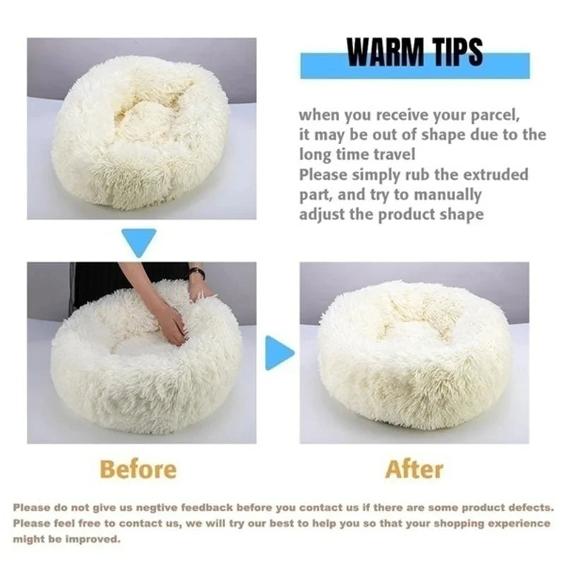Round Dog Bed & Cat Bed – Plush, Washable, and Perfect for All Seasons